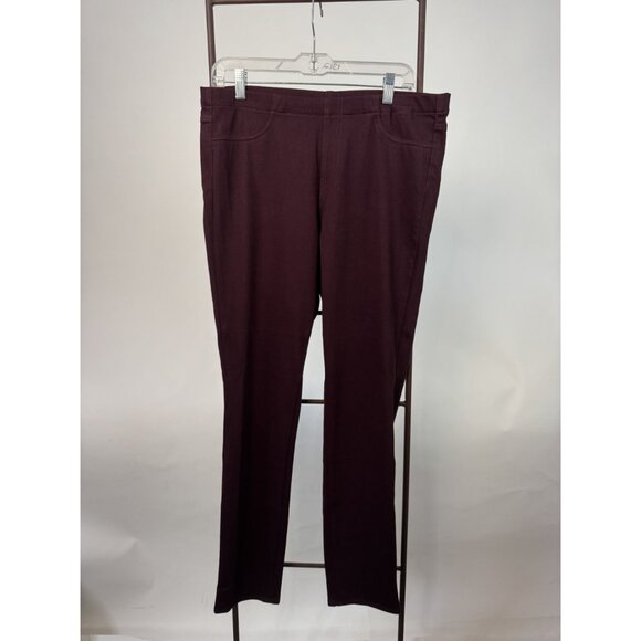 UNIQLO Womens Easy Knit Leggings Pants XL Wine Polyester Cotton Spandex - Picture 16 of 16